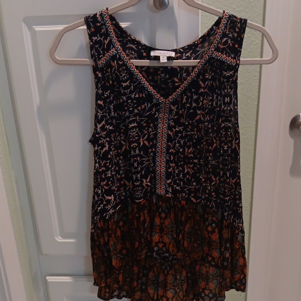 Anthropologie Black and Brown Smocked Tank Top